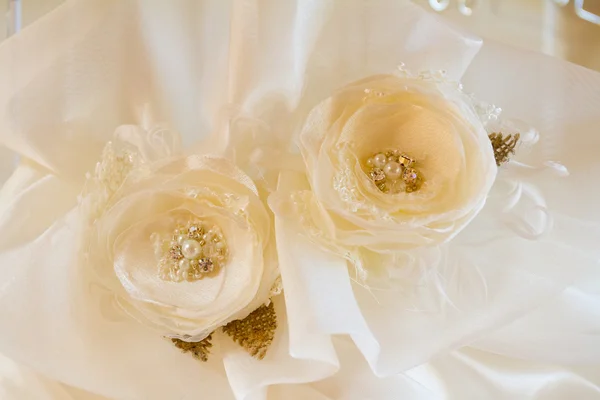 Detalhe do vestido de noiva casamento — Fotografia de Stock