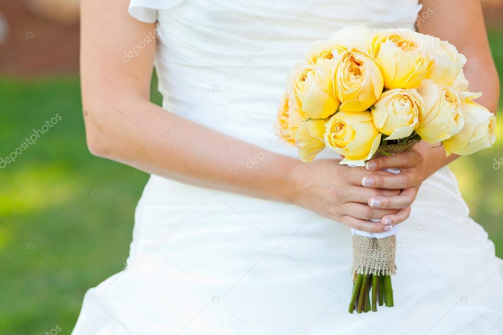 Bride Holding Bouquet Flowers