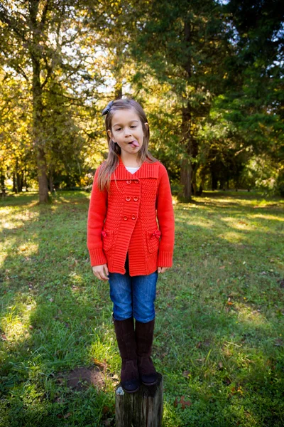 Menina de camisola vermelha Retrato — Fotografia de Stock