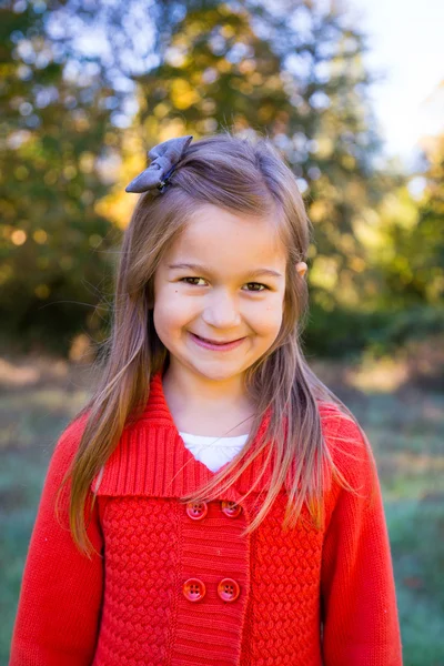 Meisje in de rode trui portret — Stockfoto