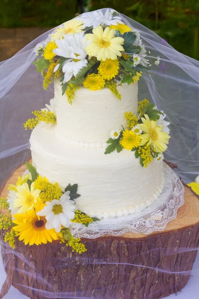 Detalhe do bolo de casamento branco — Fotografia de Stock