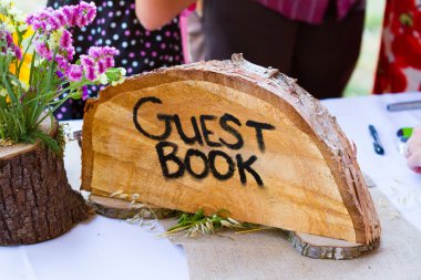 Crosscut Tree Guest Book Sign clipart