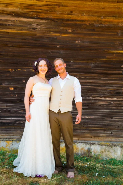 Bridal Couple Portraits with Copy Space — Stock Photo, Image