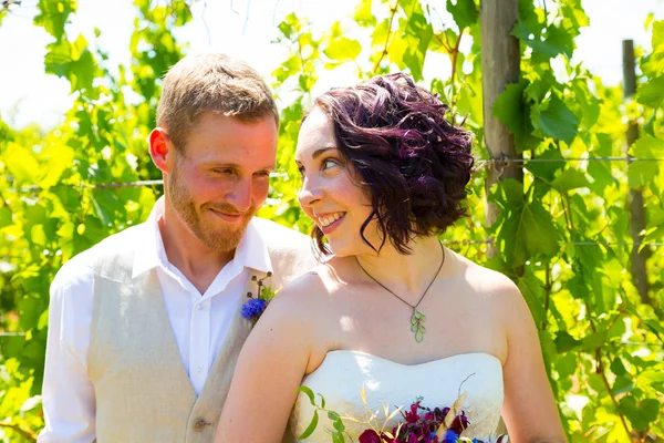 Wijngaard bruiloft paar portret — Stockfoto