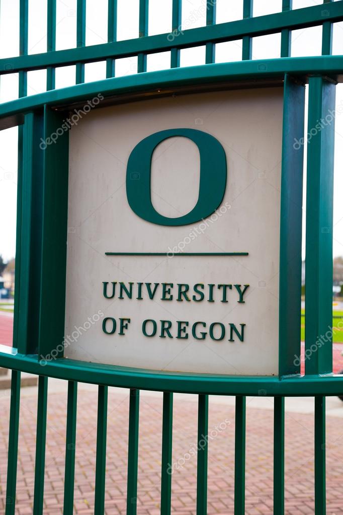 Eugene, Oregon, USA - March 4, 2014: University of Oregon logo sign on campus.