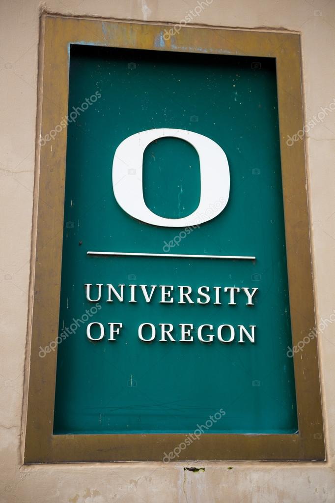 Eugene, Oregon, USA - March 4, 2014: University of Oregon logo sign on campus.