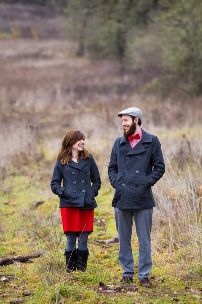 Happy Engaged Couple Portrait — Stok Foto