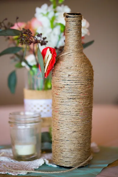 Ślub odbiór stole centerpieces — Zdjęcie stockowe