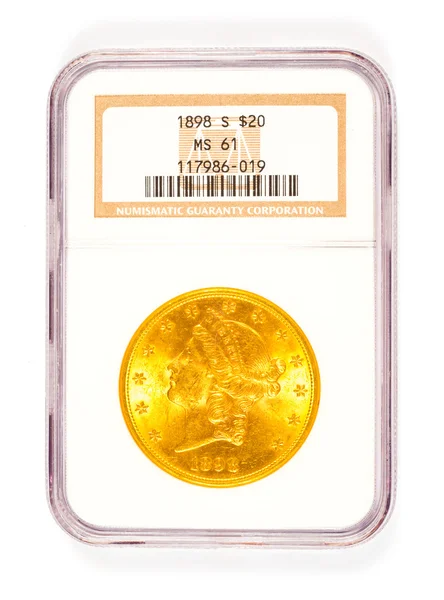 Gold 20 Dollar Freiheitsmünze benotet — Stockfoto