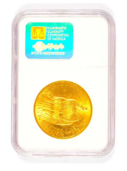 Gold 20 Dollar St Gaudens Coin Graded — Stock Photo, Image