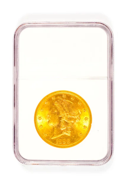 Gold Liberty Head Coin in Case — Stock Photo, Image