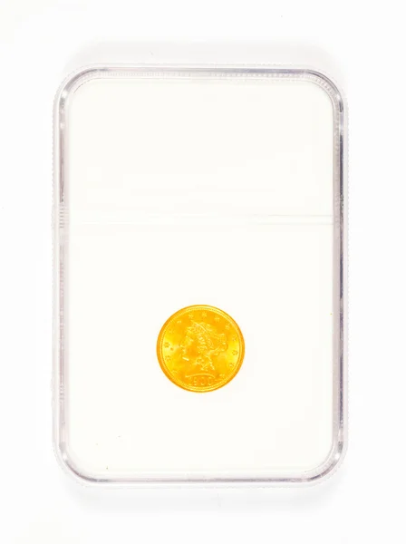 Gold Coin in Case — Stock Photo, Image