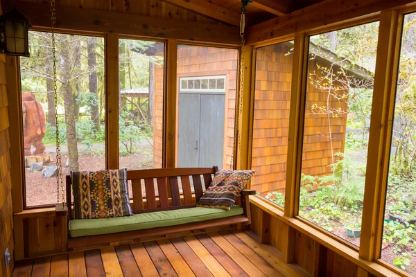 Bench Swing in Screened Porch — Stock Photo, Image