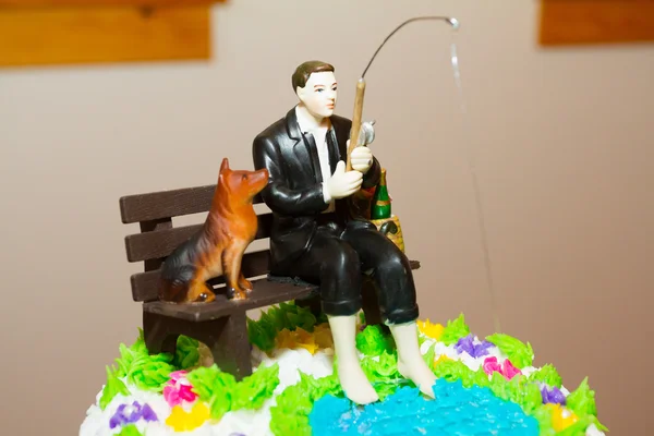 Bruidegom visserij Cake Topper — Stockfoto
