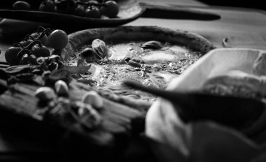 Lezzetli taze İtalyan pizzası. Yakın plan.