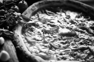 Lezzetli taze İtalyan pizzası. Yakın plan.