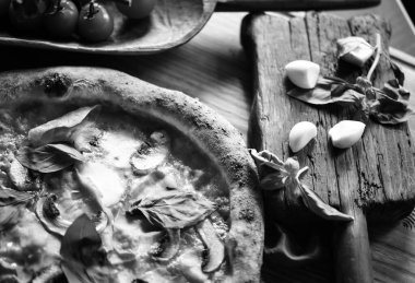 Lezzetli taze İtalyan pizzası. Yakın plan.