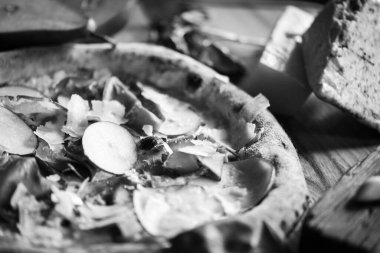 Lezzetli taze İtalyan pizzası. Yakın plan.