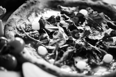 Lezzetli taze İtalyan pizzası. Yakın plan.