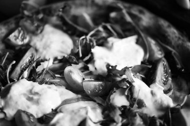 Lezzetli taze İtalyan pizzası. Yakın plan.