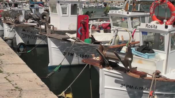 Pequeños barcos de pesca — Vídeo de stock