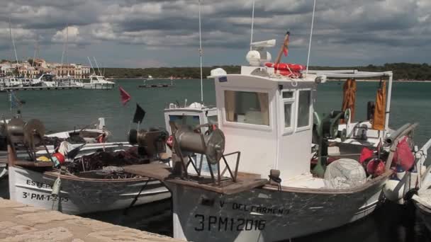 Традиционные рыболовные лодки на Средиземном море — стоковое видео