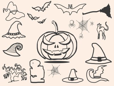 Cadılar Bayramı siluet kümesi