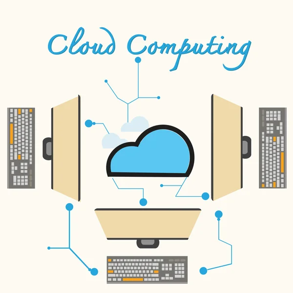 Cloud computing, laptopy wektor. — Wektor stockowy