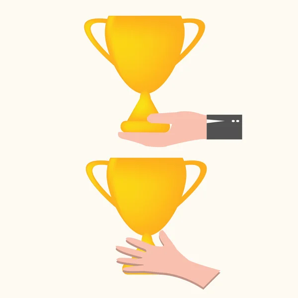 Hand holding trophy, vector — Stock Vector