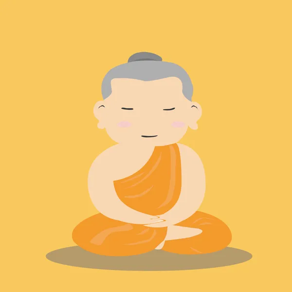 Kartun biksu Buddha - Stok Vektor