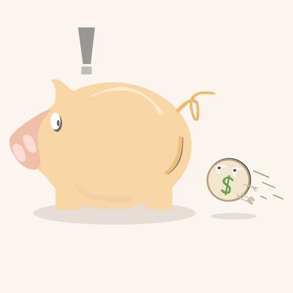 Piggy bank icon with coin — Stock Vector