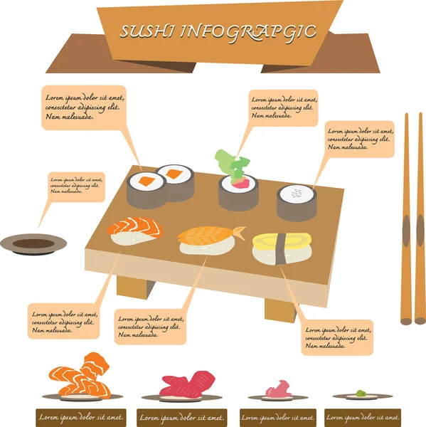 Conjunto de infográficos de sushi . —  Vetores de Stock