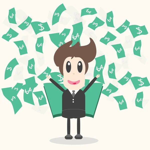 Business Man with money Vector Illustration - Stok Vektor