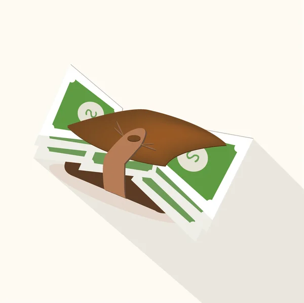 Portefeuille avec billets en dollars — Image vectorielle