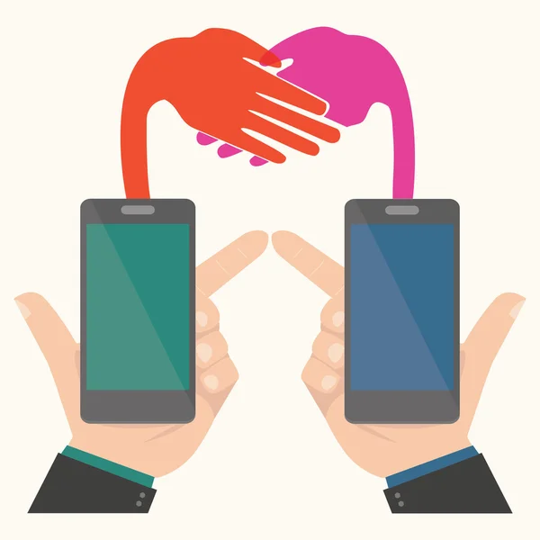 Geschäftlicher Handschlag, Smartphone-Konzept — Stockfoto