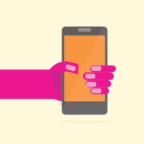 Smartphone in de hand, vectorillustraties — Stockvector