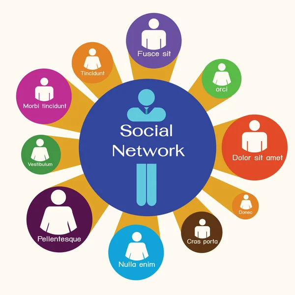 Soziales Netzwerk, Business-Team, Infografik. — Stockvektor