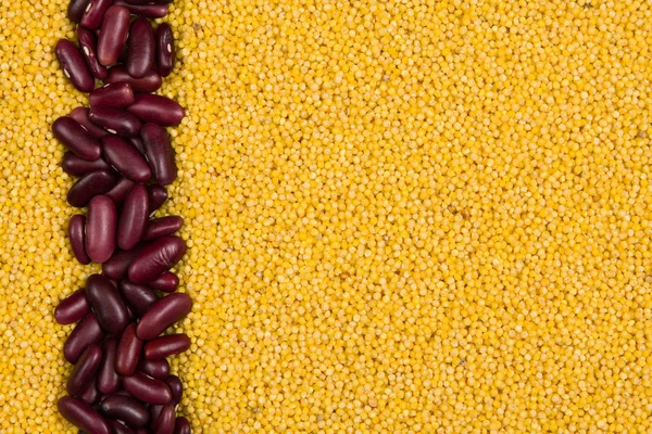 Stripes of millet and red beans, texture — Stock Photo, Image
