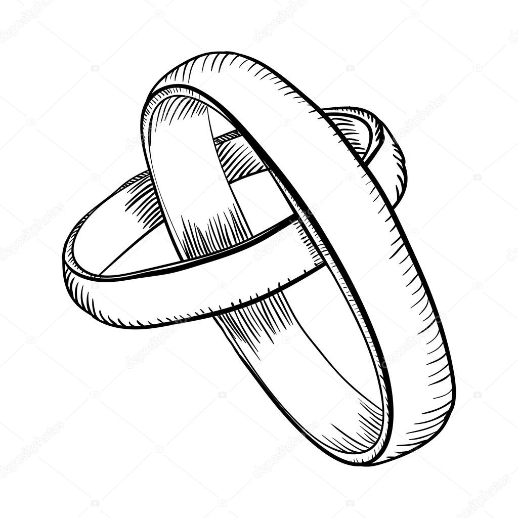Continuous one line drawing of wedding rings couple, one of them posters  for the wall • posters nubes, diamond, simplicity | myloview.com