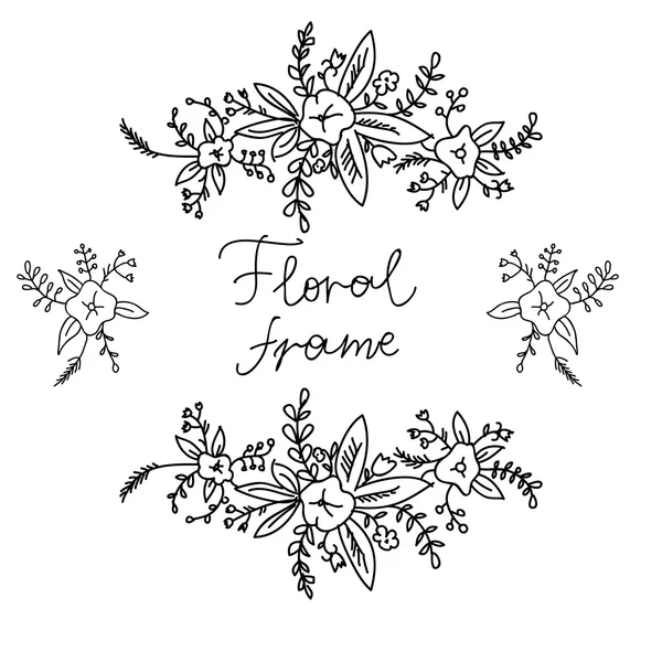 Floral doodle πλαίσιο. εικονογράφηση φορέας. — Διανυσματικό Αρχείο