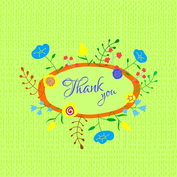 Card with flowers and the words thank you — Stock Vector