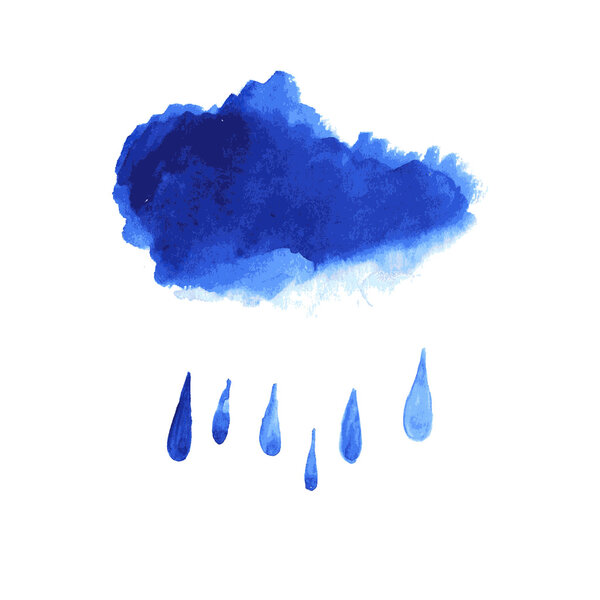 Watercolor stain like rain cloud. Vector illustration.