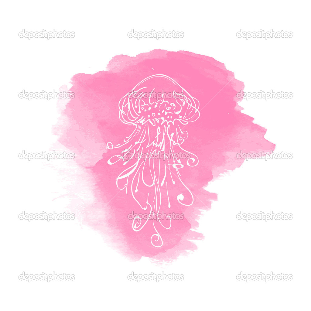 Watercolor medusa. Vector illustration.