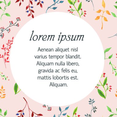 suluboya ve çiçek yazıt ile vektör çizim teşekkür çerçeve.