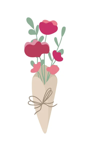 Цветы Бумаге Подарок Девушки Женщины Матери Клипарт Изолированный Элемент Декора — стоковый вектор