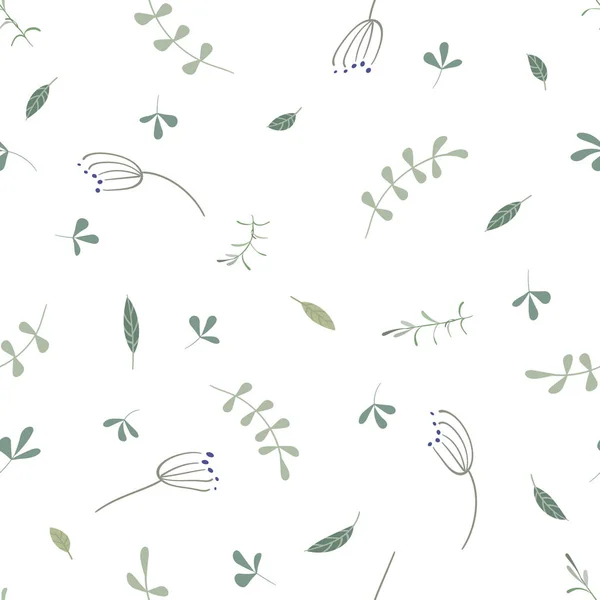 Jednoduché Hladké Květinové Pozadí Bílém Pozadí Ztlumené Zelené Větve Listy — Stockový vektor