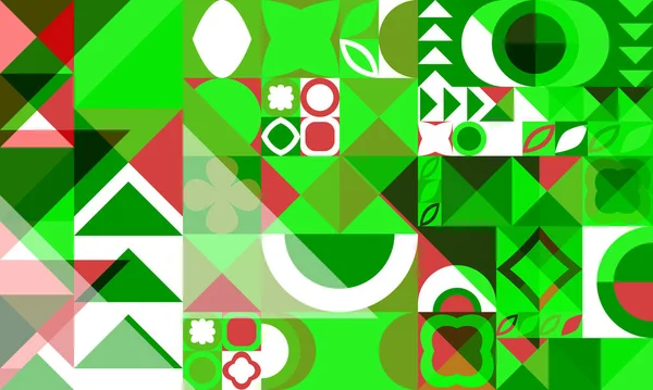 Fondo Rectangular Abstracto Patrón Geométrico Rojo Verde Ilustración Para Pancartas — Vector de stock