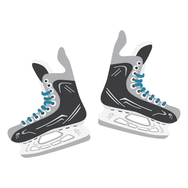 Skate Ilustrace Modrými Tkaničkami Hokejové Vybavení — Stockový vektor