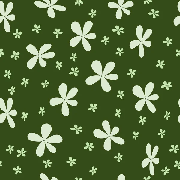Απρόσκοπτη Άνοιξη Μοτίβο Ανοιχτό Πράσινο Μικρό Ρουστίκ Λουλούδια Σκούρο Πράσινο — Διανυσματικό Αρχείο