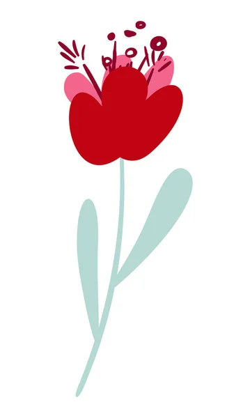 Red Flower Clipart Isolated Element Decor White Background — стоковый вектор
